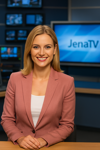 Moderatorin im JenaTV-Studio